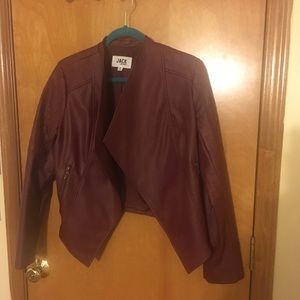 Faux Leather Jacket Burgundy